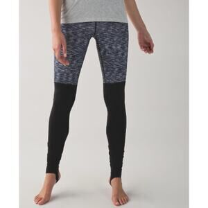 Lululemon | Wunder Under Stirrup Leggings Dramatic Static Black White | Sz 6